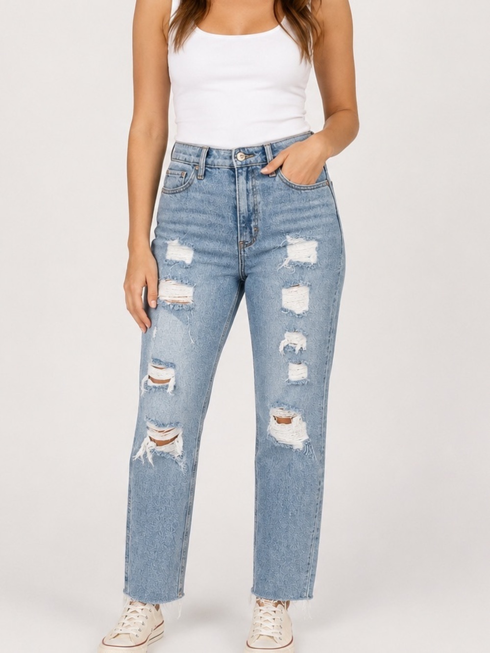 Hollister Ultra High-Rise Mom Distressed Jeans | Women's Size 26W x 25L